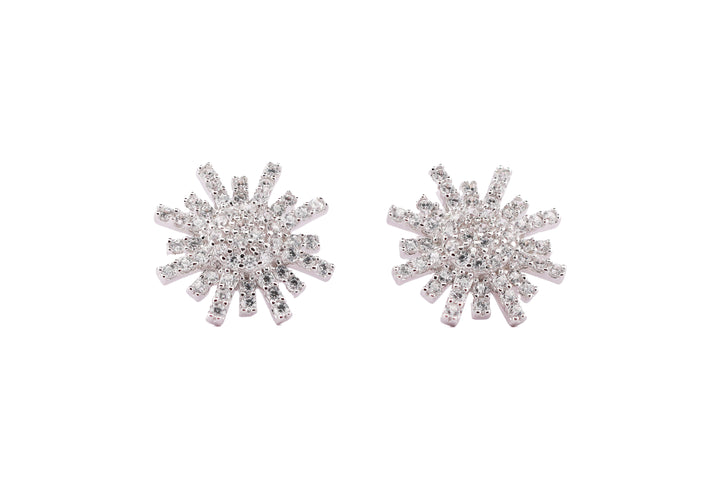 92.5 Sterling Silver Sunburst Stud Earrings 11168