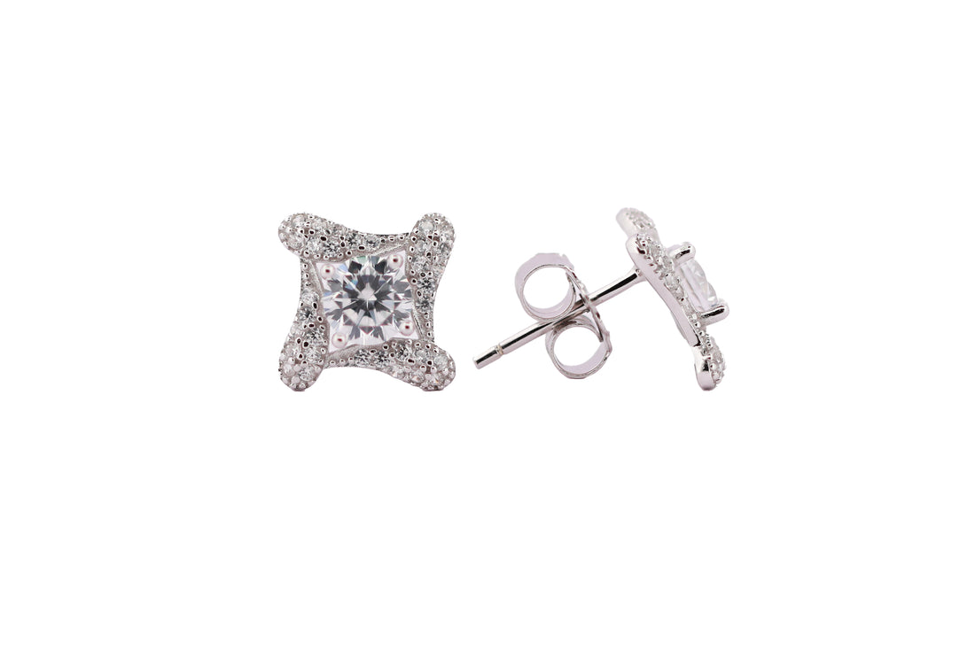 92.5 Sterling Silver Cushion Shaped Stud Earrings 11187