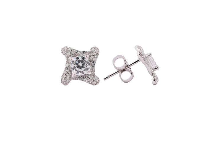 92.5 Sterling Silver Cushion Shaped Stud Earrings 11187