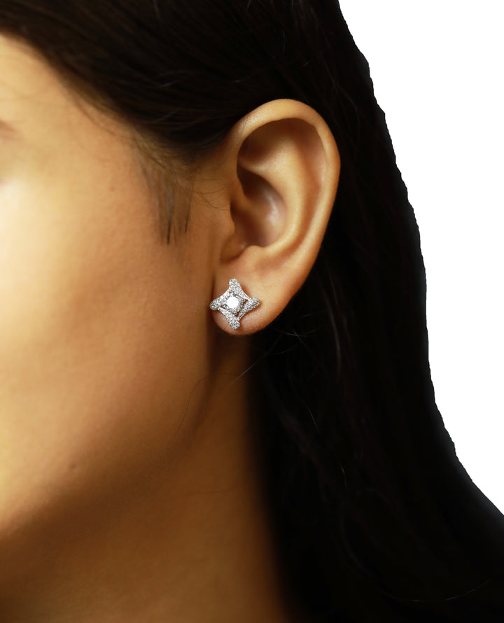 92.5 Sterling Silver Cushion Shaped Stud Earrings 11187
