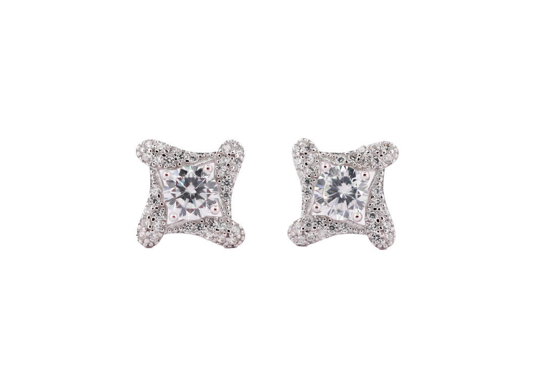 92.5 Sterling Silver Cushion Shaped Stud Earrings 11187