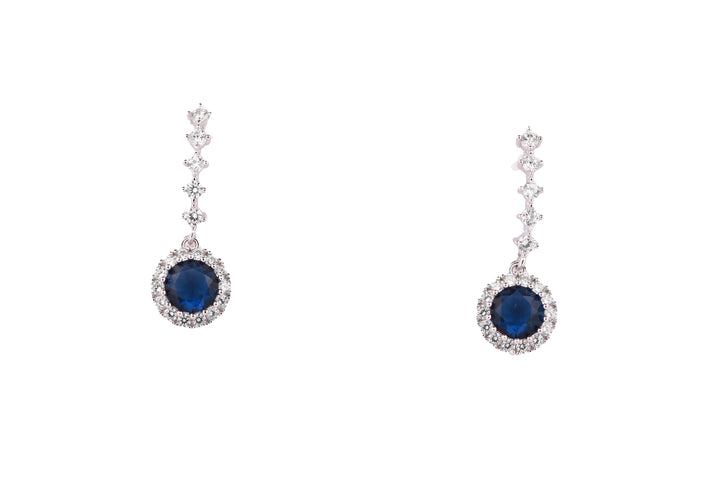 92.5 Sterling Silver Halo Drop Earrings 11224