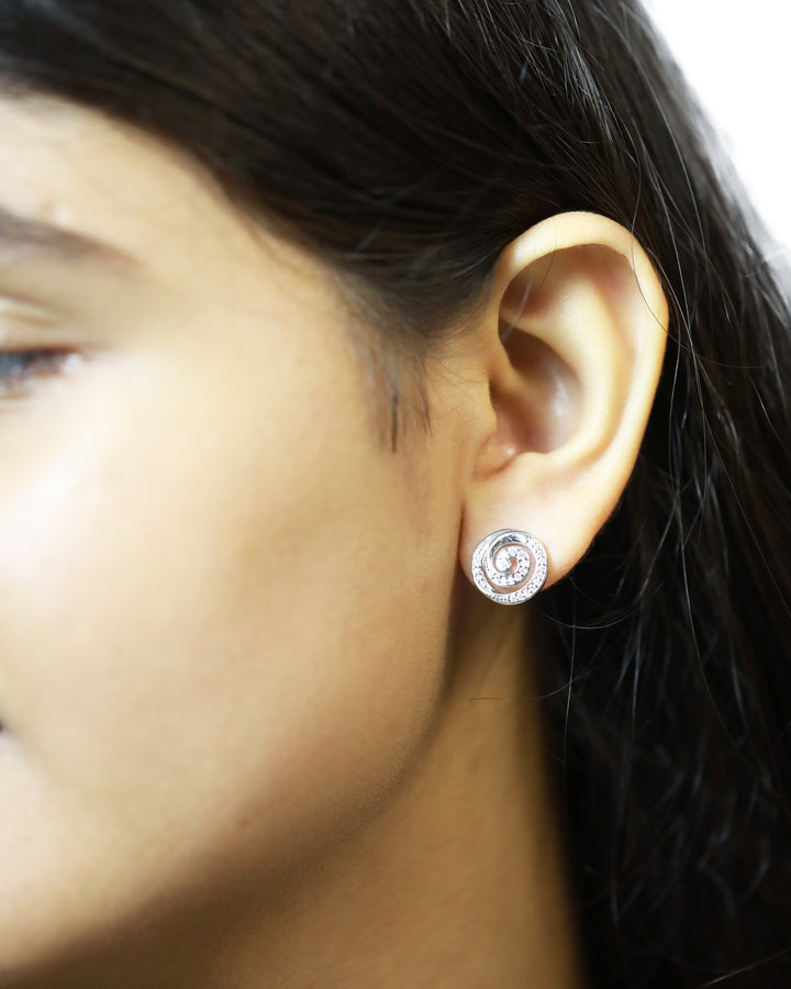 92.5 Sterling Silver Spiral Stud Earrings 12377