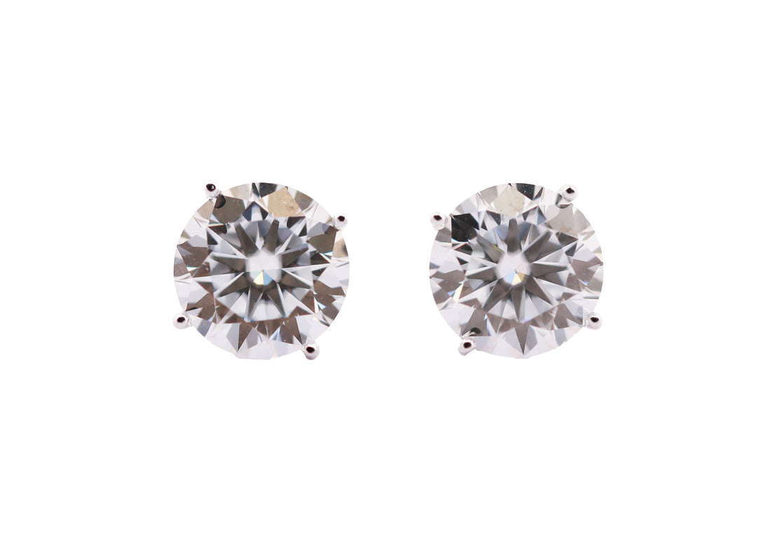 92.5 Sterling Silver Solitaire Stud with Moissanite Earrings 6619