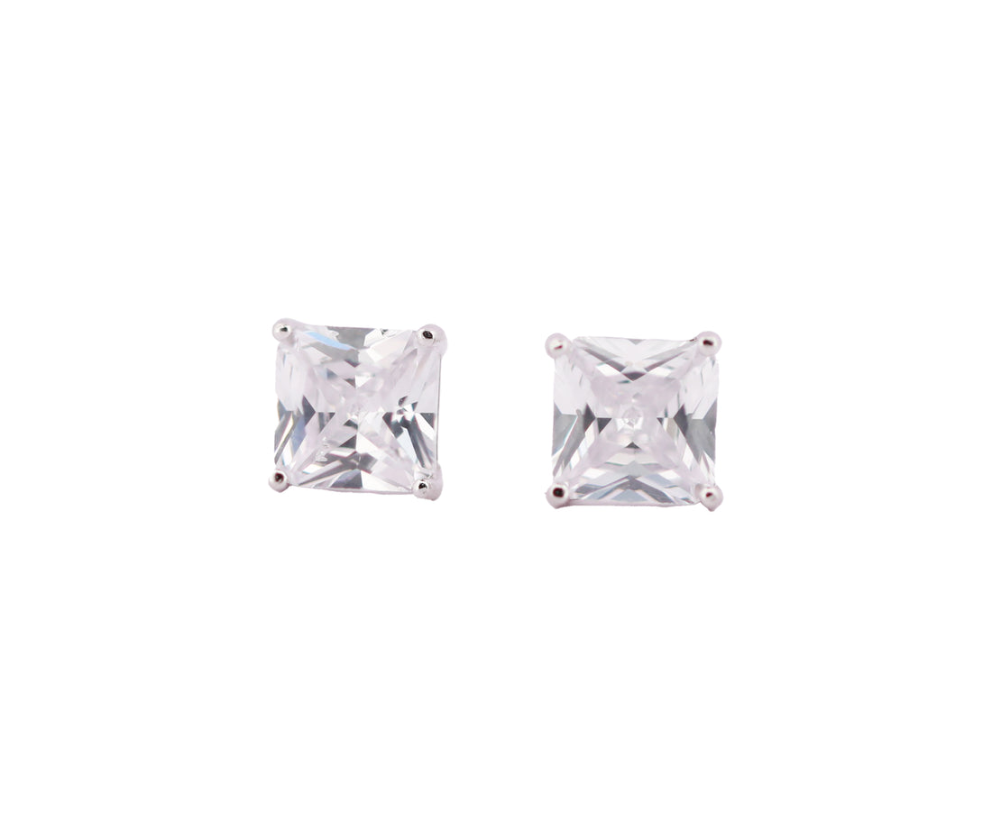 92.5 Sterling Silver Solitaire Stud  Earrings 13579