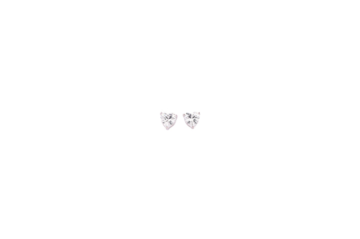 92.5 Sterling Silver Heart Shaped Solitaire Stud  Earrings 13587