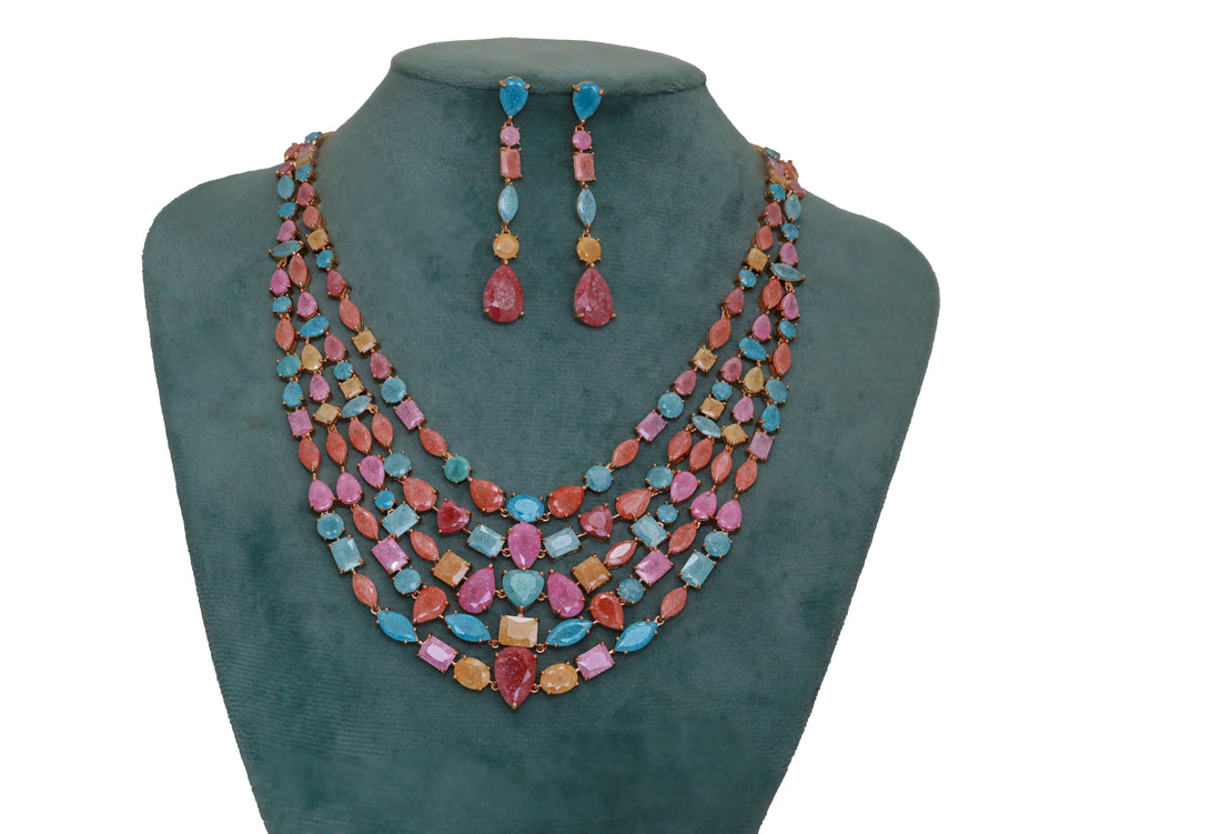 Zircon Five liner Necklace Set 4875