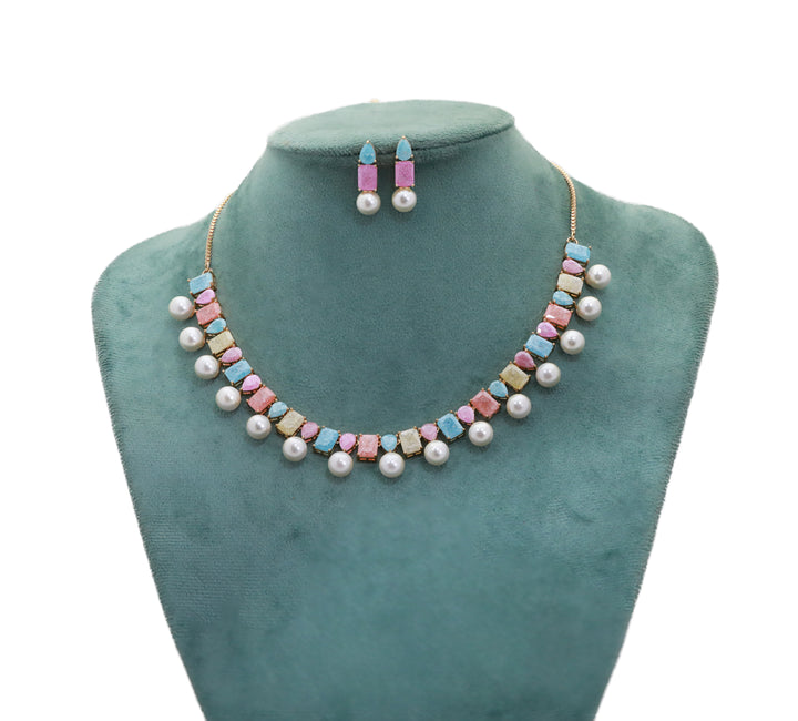 Zircon Milky Glow Pearl Necklace Set 4420