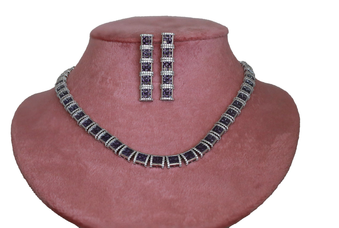 Zircon Royal Grid Necklace Set 9947
