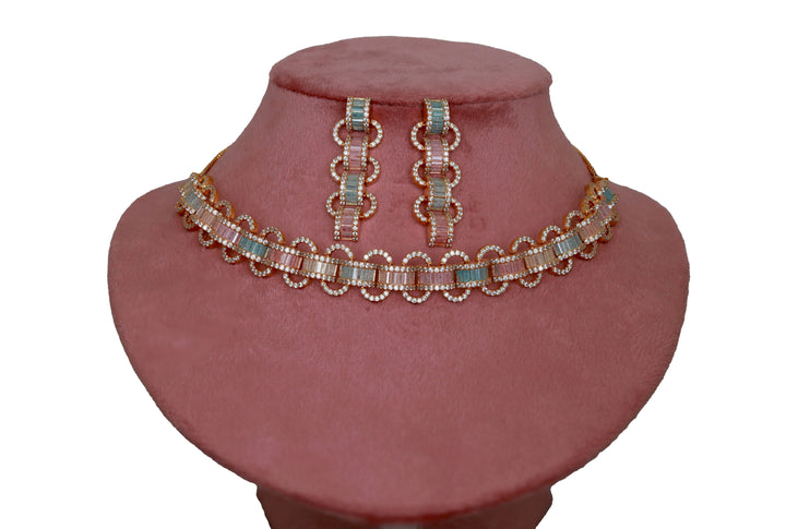 Zircon Rainbow Loop Luxe Choker Necklace Set 4433