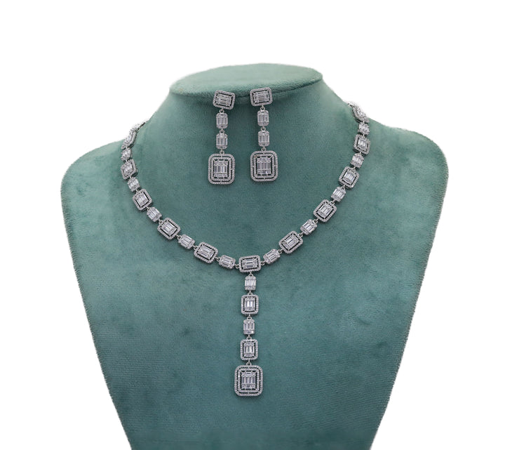 Zircon Geometric Drop Necklace Set 4463