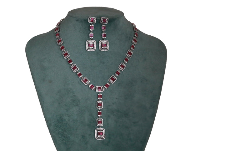 Zircon Geometric Drop Necklace Set 4463