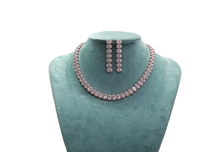 Zircon Cushion-Cut Necklace Set 4477