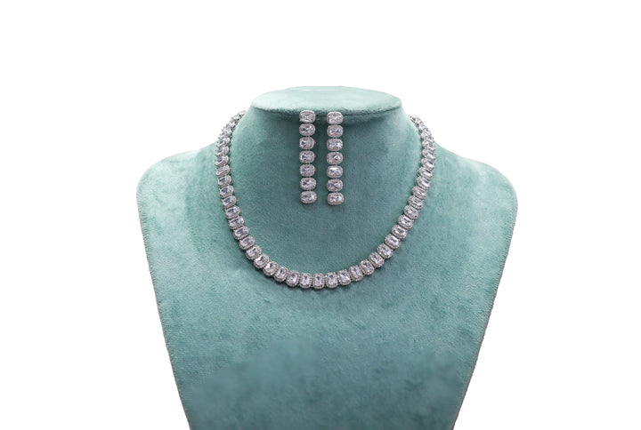 Zircon Cushion-Cut Necklace Set 4477