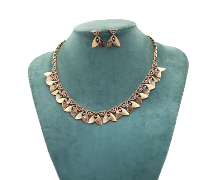 Zircon Petal Collar Necklace Set 4480