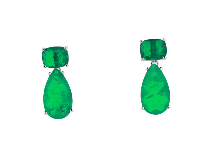 92.5 Sterling Silver Two Stone Drop Earrings 15678