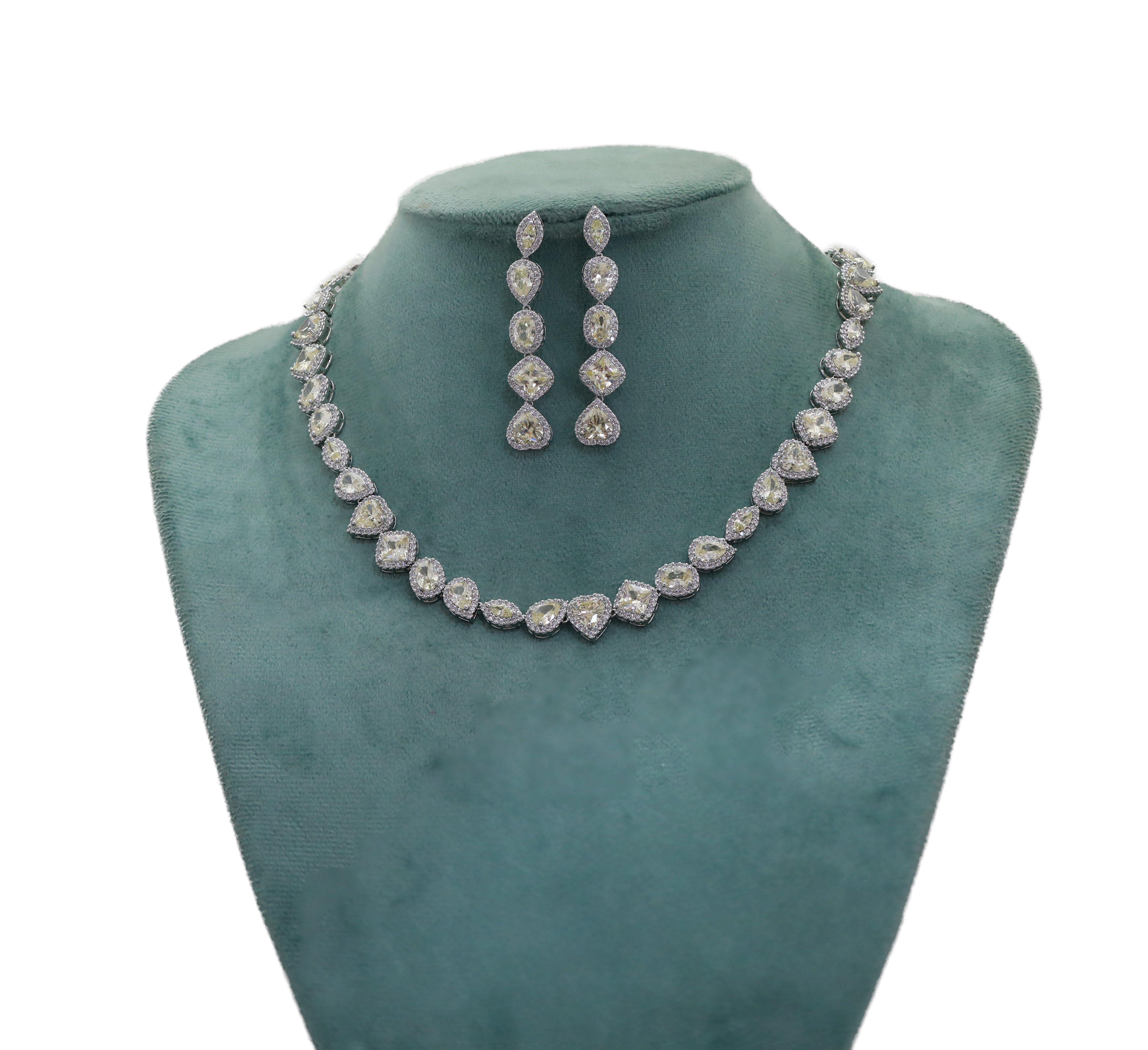 Zircon Diamond Illusion Mix-Cut Necklace Set 4503