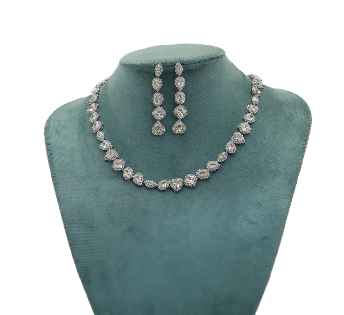 Zircon Diamond Illusion Mix-Cut Necklace Set 4503