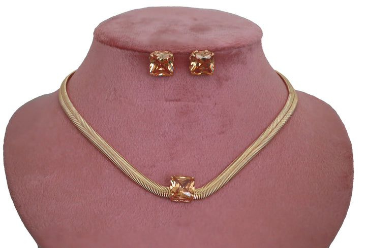 Zircon Minimalist Snake Chain Choker Necklace Set 4511