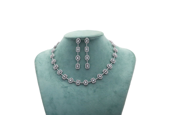 Zircon Geometric Art Deco Necklace Set 4516