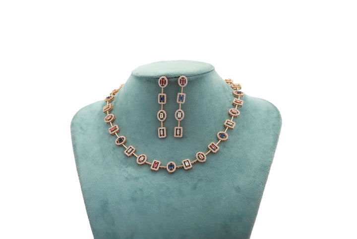 Zircon Geometric Art Deco Necklace Set 4516
