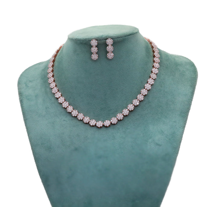 Zircon Floral Diamond Necklace Set 4537
