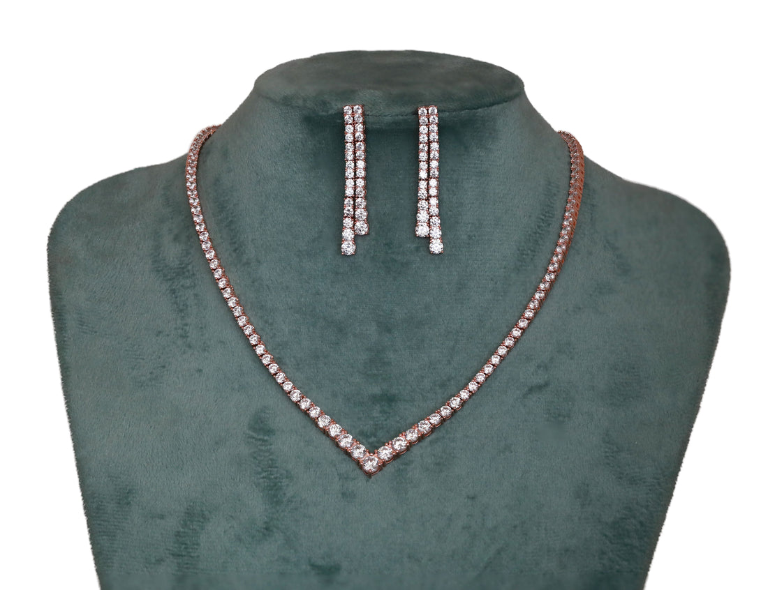 Zircon V-Cut Solitaire  Necklace Set 4567