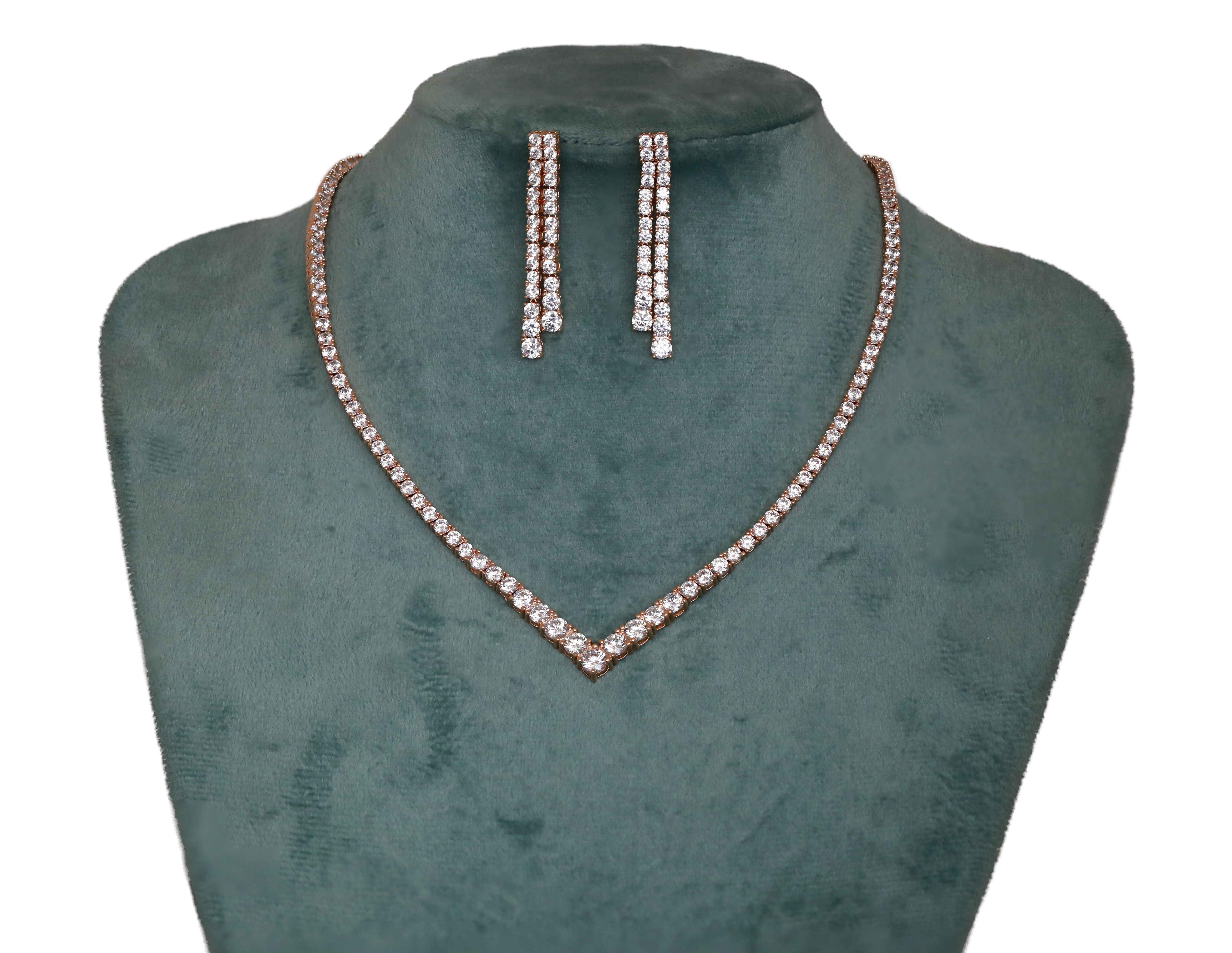 Zircon V-Cut Solitaire  Necklace Set 4567