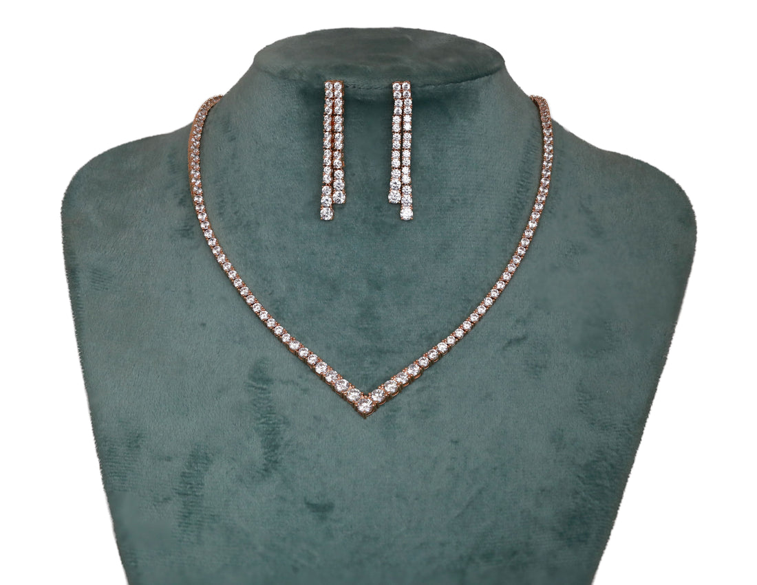 Zircon V-Cut Solitaire  Necklace Set 4567