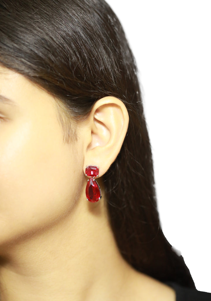92.5 Sterling Silver Two Stone Drop Earrings 15678