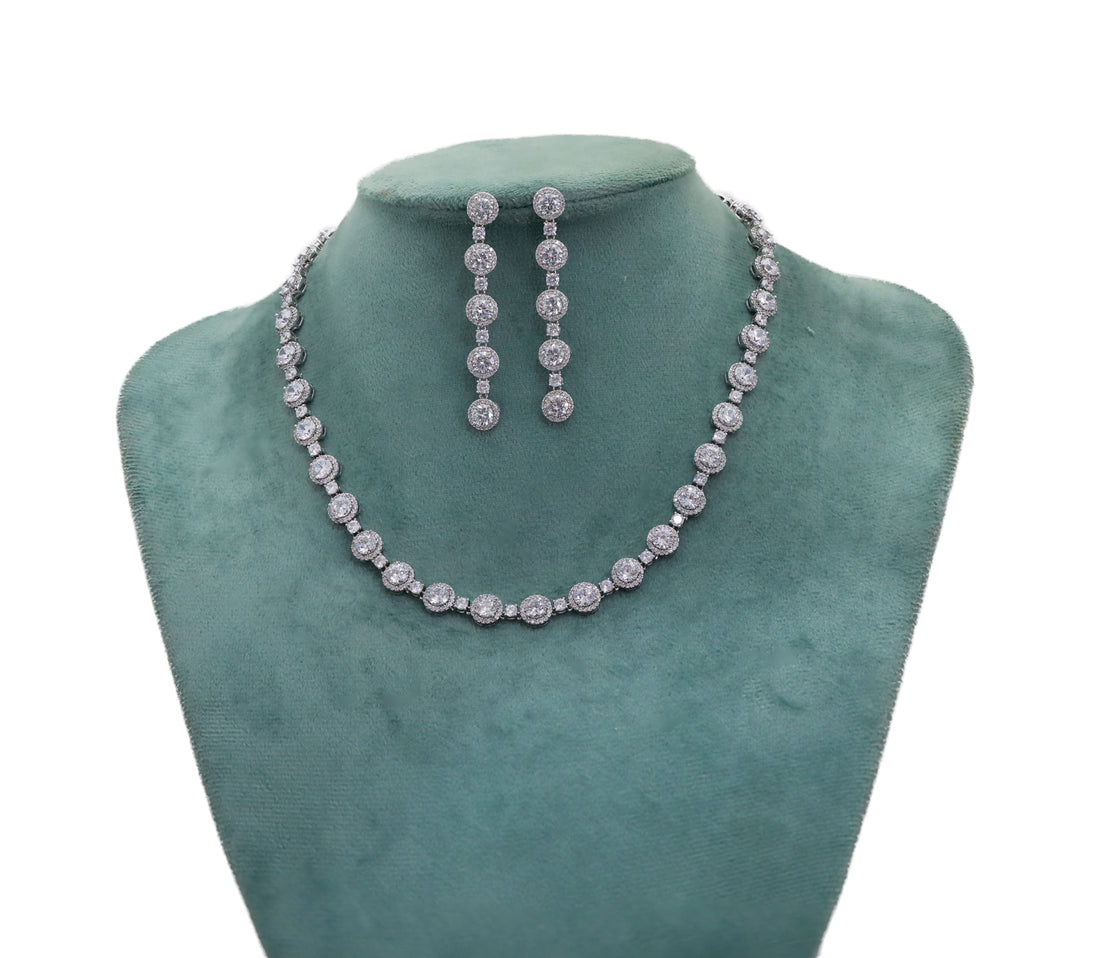 Zircon Celestial Halo Necklace Set 4660