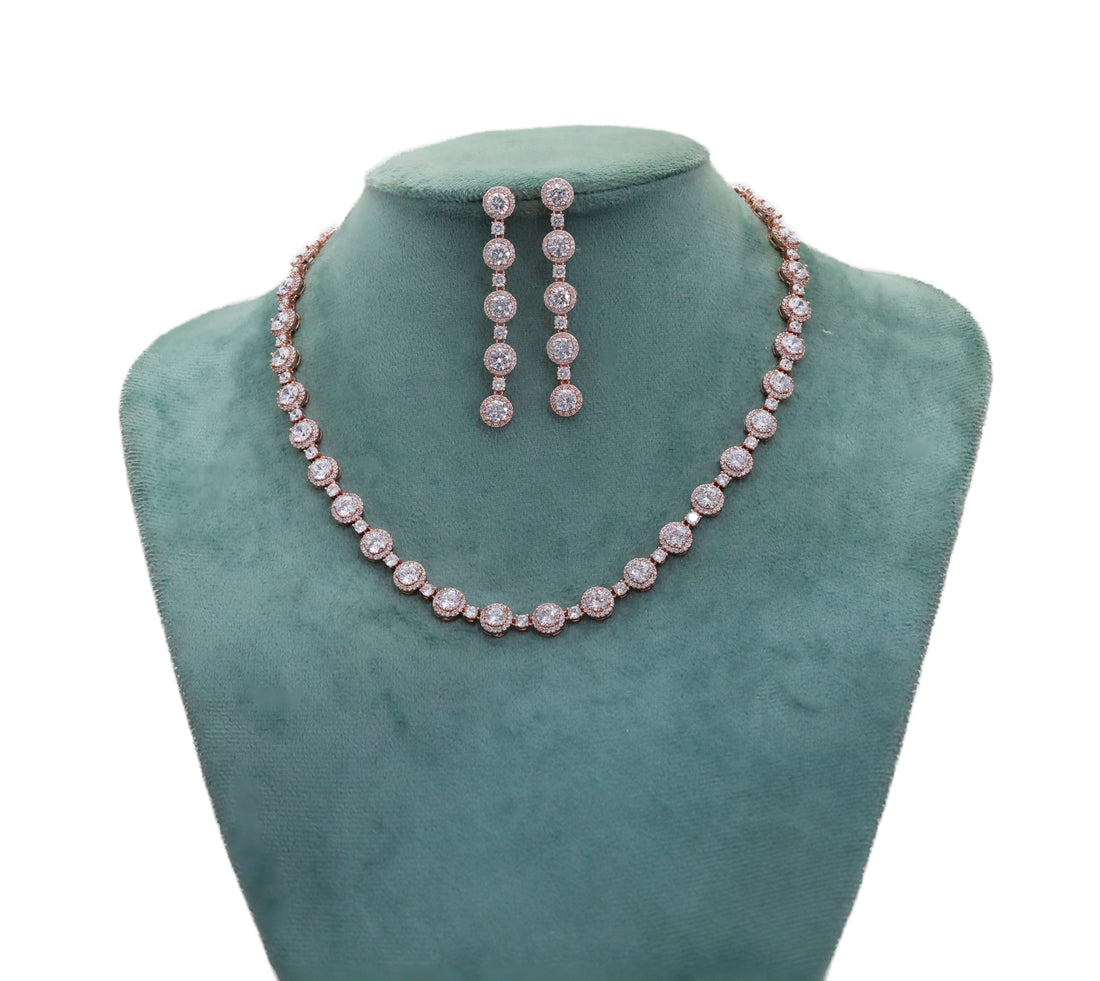 Zircon Celestial Halo Necklace Set 4660
