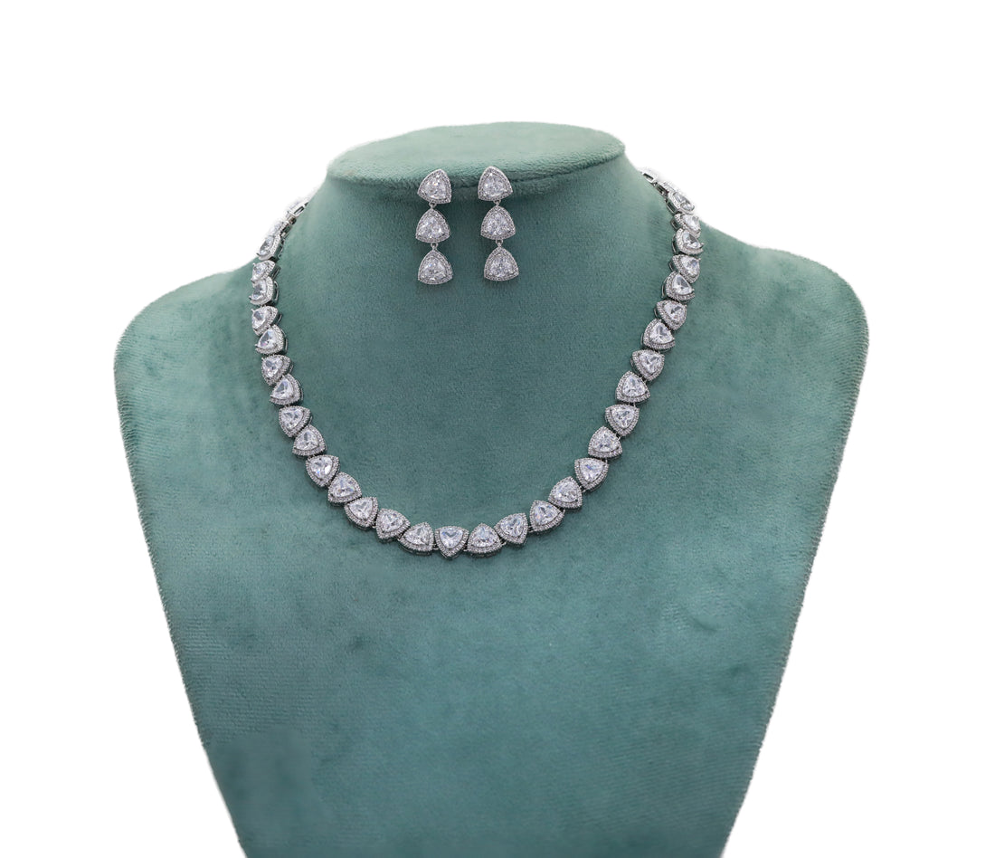 Zircon Trillion Gleam Necklace Set 4686
