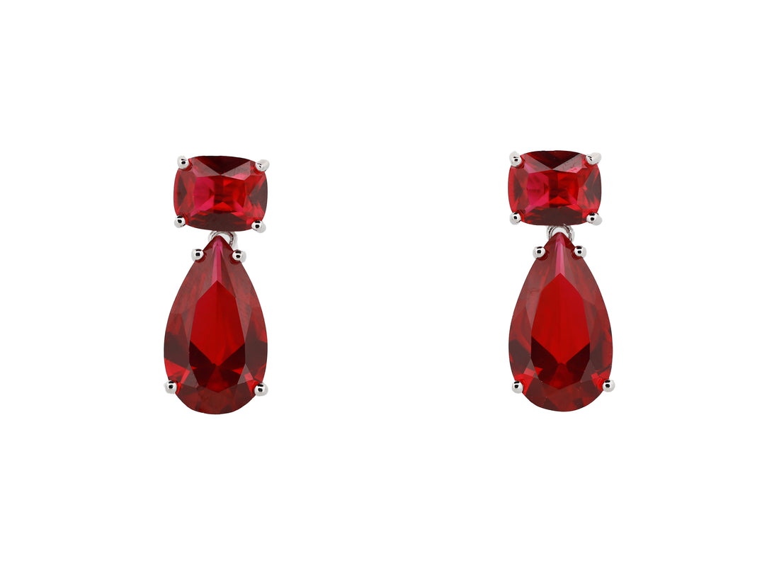 92.5 Sterling Silver Two Stone Drop Earrings 15678