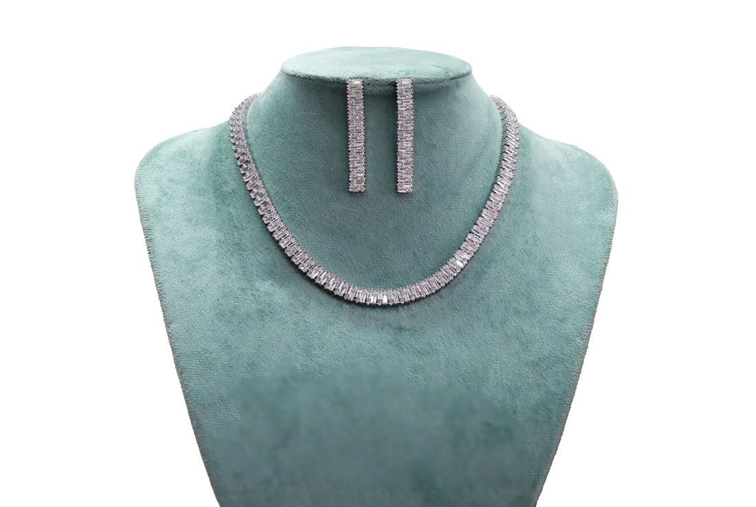 Zircon Straight Line Necklace Set 4721