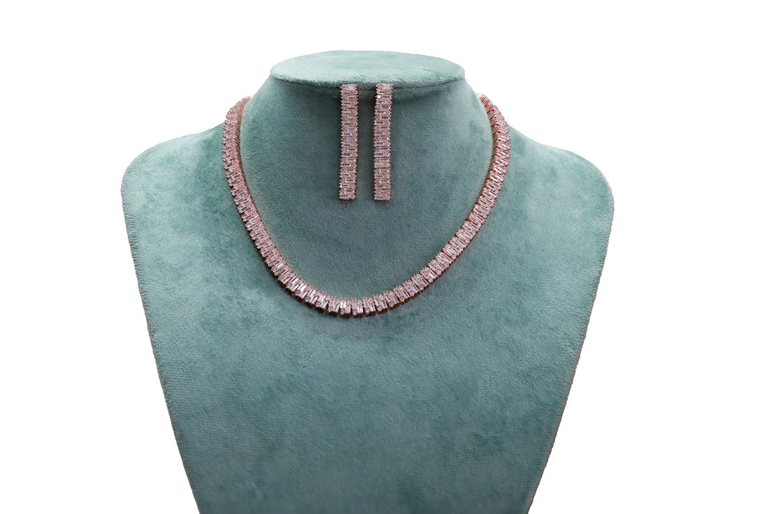 Zircon Straight Line Necklace Set 4721