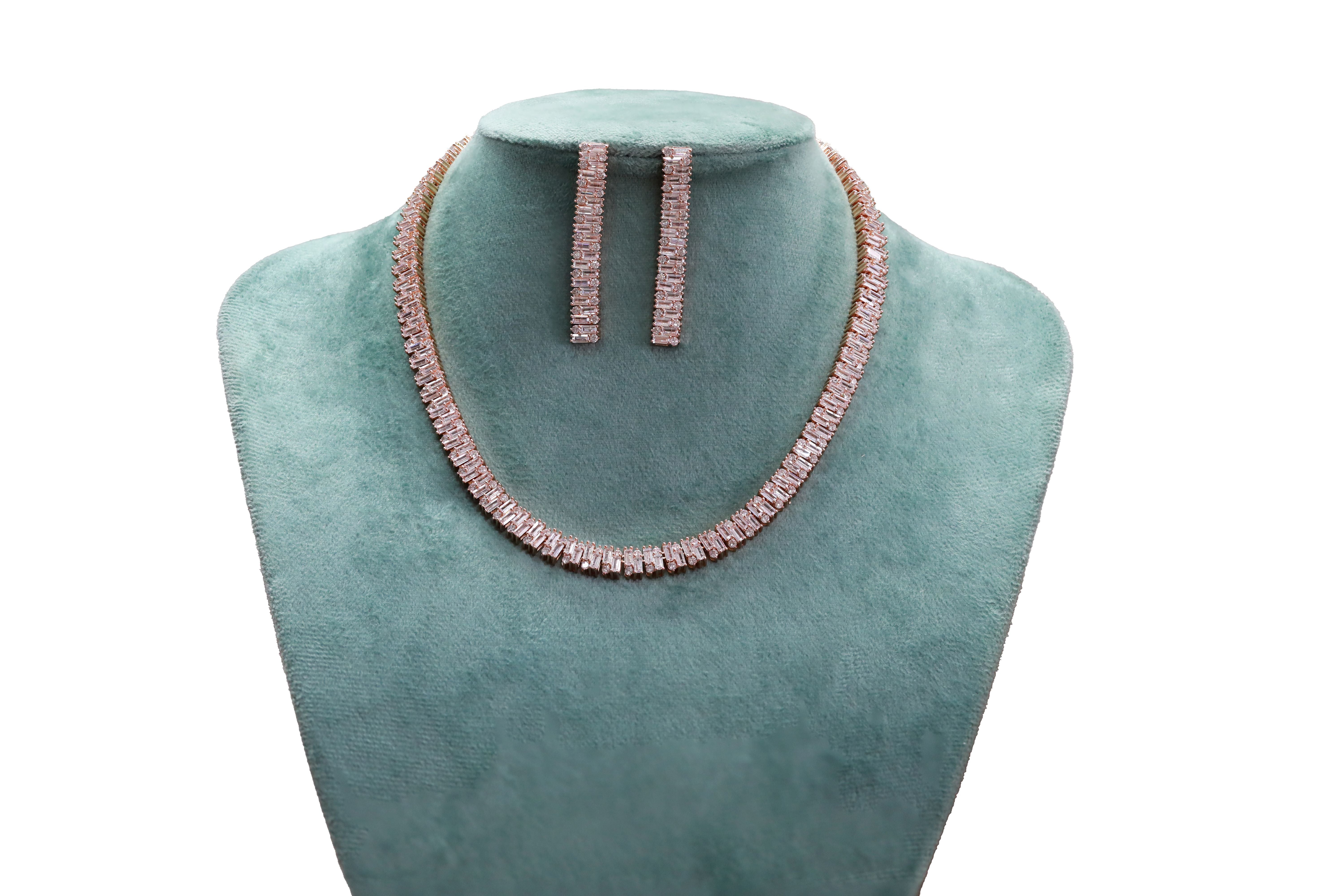 Zircon Straight Line Necklace Set 4721