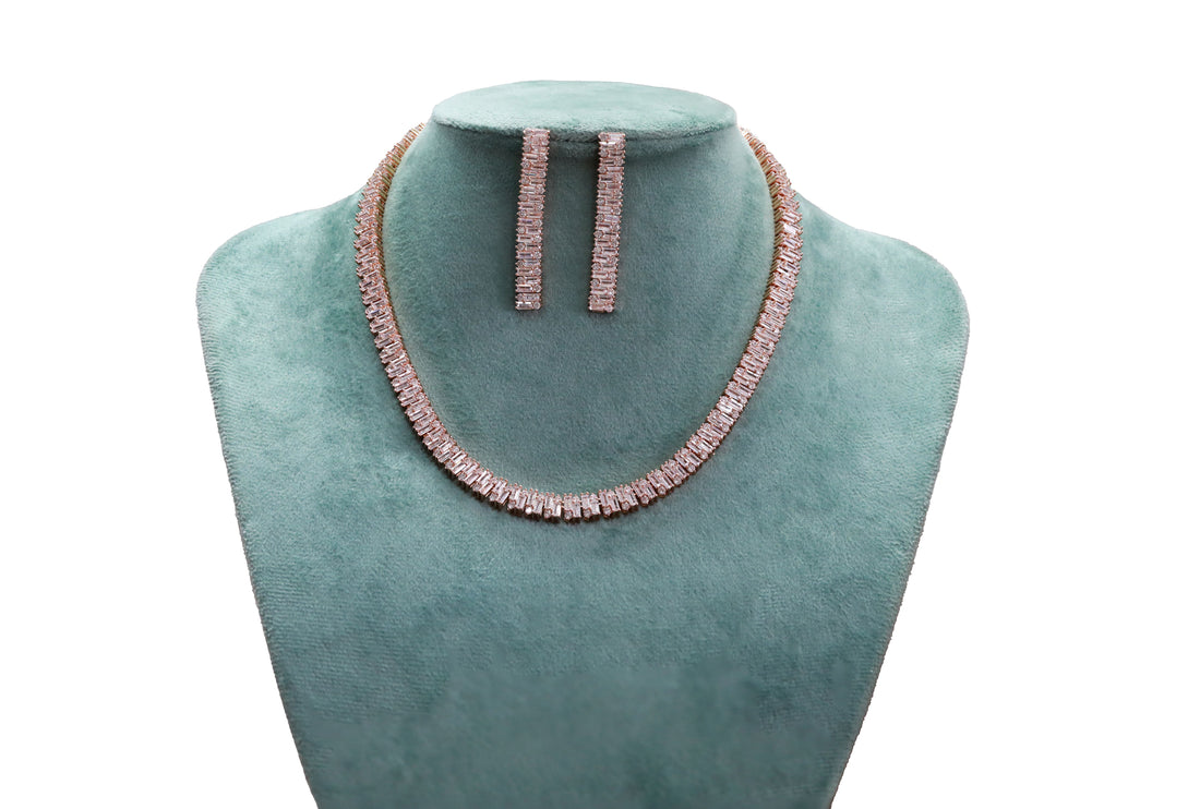 Zircon Straight Line Necklace Set 4721