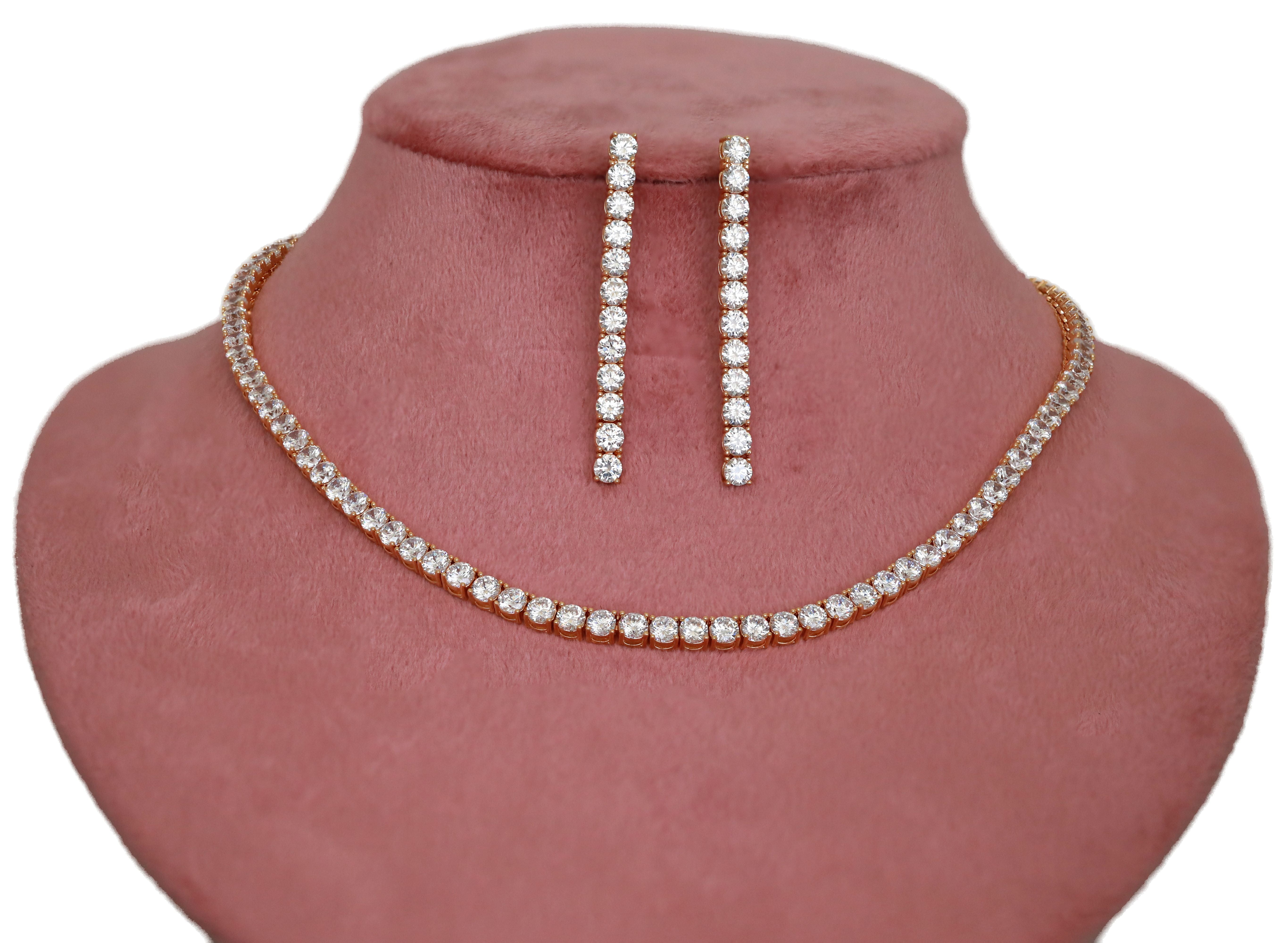 Zircon Slim Line Necklace Set 4747