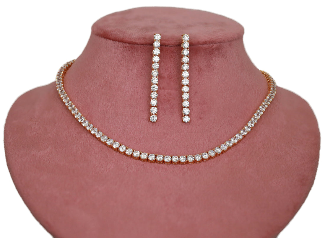 Zircon Slim Line Necklace Set 4747