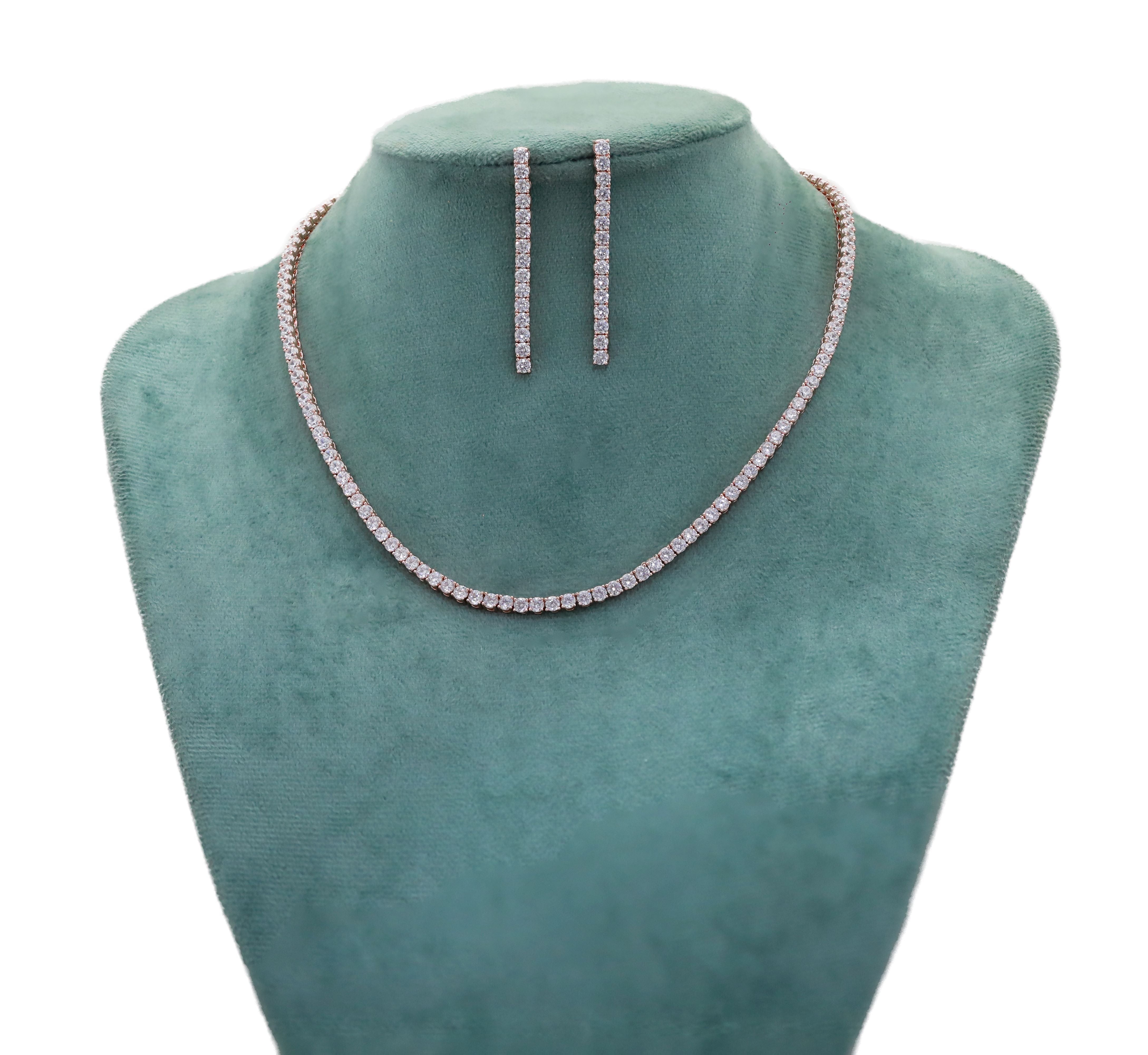 Zircon Crystal Line Necklace Set 4762