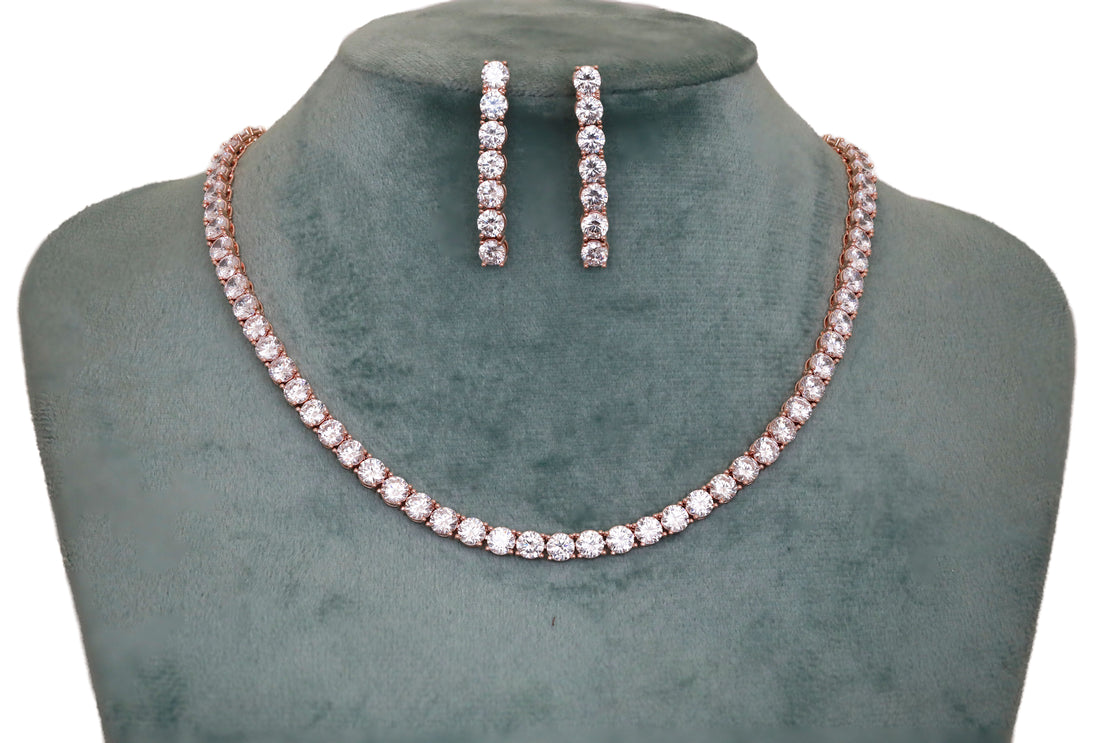 Zircon Crystal Strand Necklace Set 4769