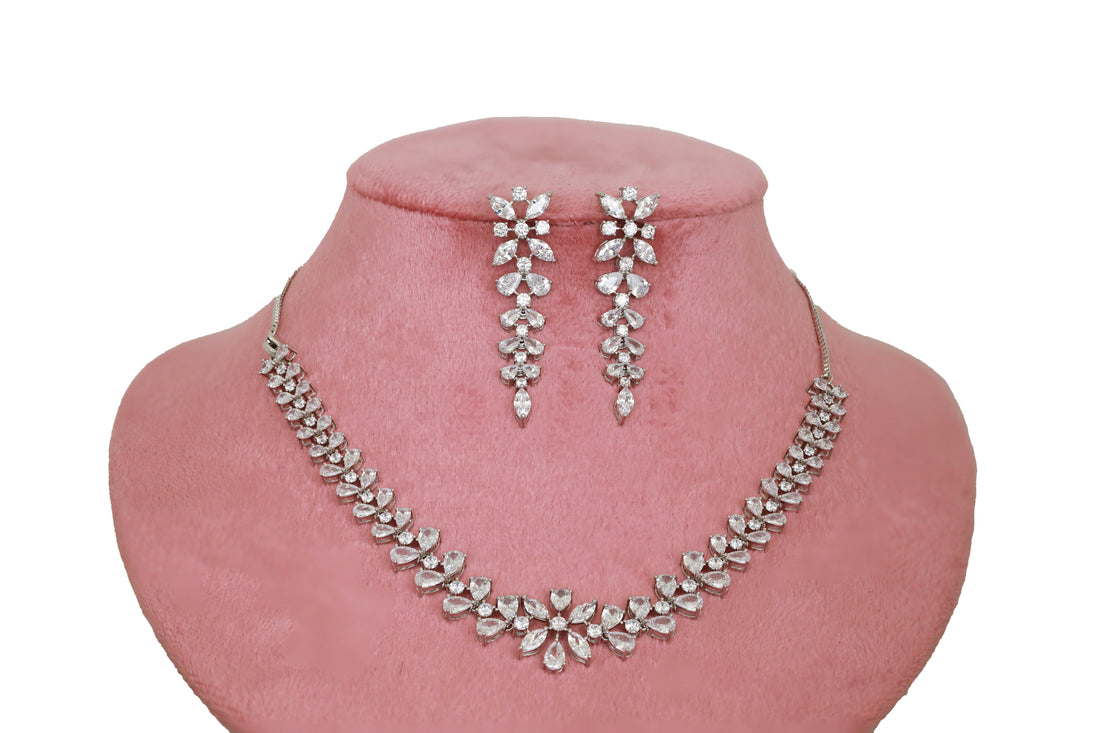 Zircon Pastel Floral Necklace Set 4815