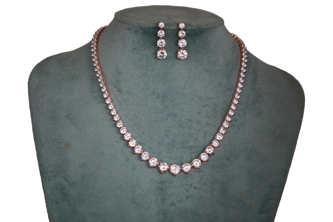 Zircon Minimalist Sparkle Necklace Set  4867