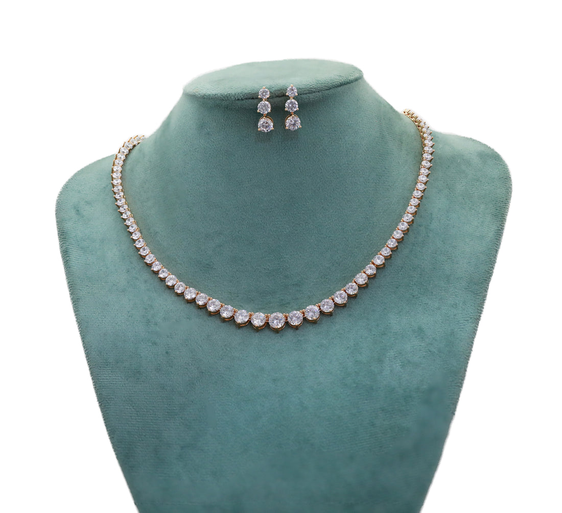 Zircon Minimalist Sparkle Necklace Set  4868