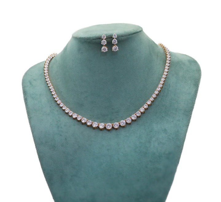 Zircon Minimalist Sparkle Necklace Set  4868