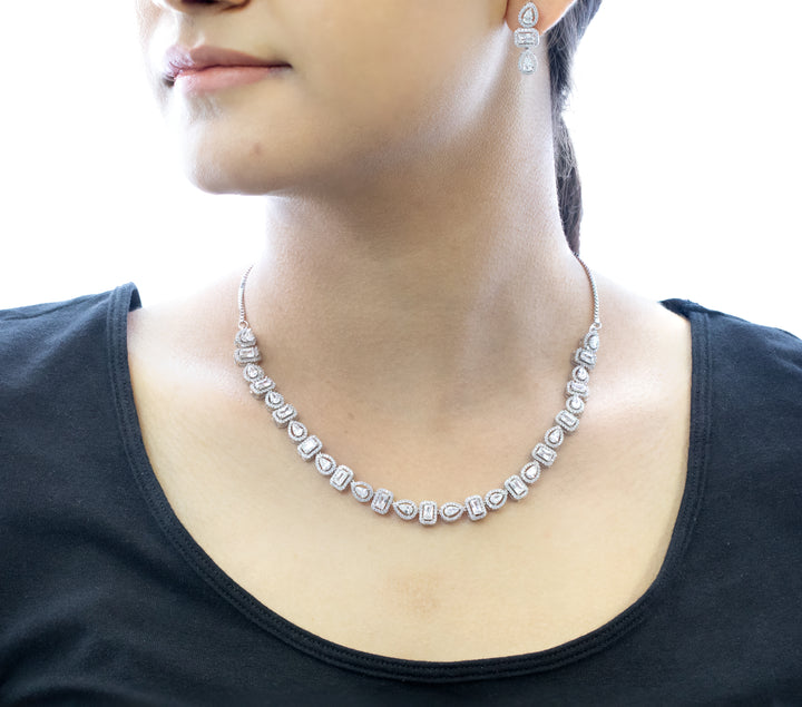 92.5 Sterling Silver Glam Fusion Luxury Necklace 13589