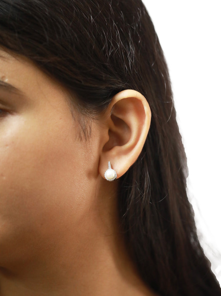 92.5 Sterling Silver Pearl Drop Earrings 15585
