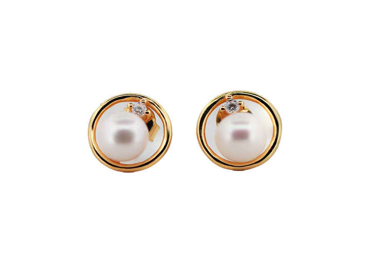 92.5 Sterling Silver Pearl Stud  Earrings 15596