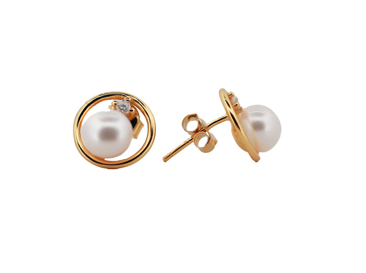 92.5 Sterling Silver Pearl Stud  Earrings 15596